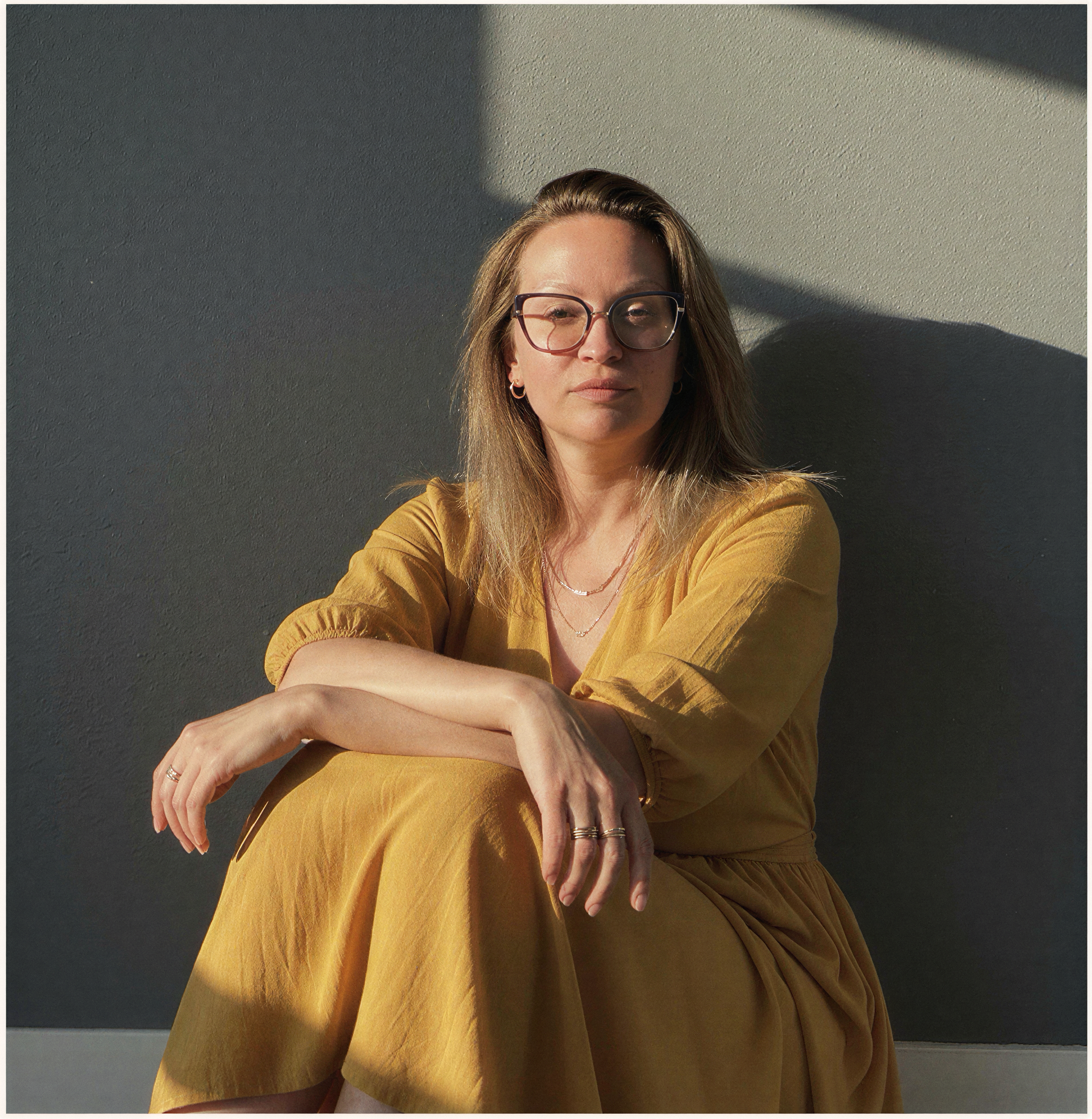 Orsi sitting in the studio